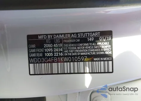 2019 Mercedes-Benz A 220 4Matic from USA, damaged, VIN WDD3G4FB1KW010597